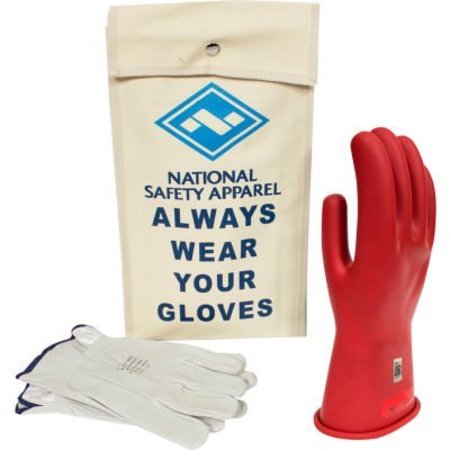 NATIONAL SAFETY APPAREL ArcGuard® Class 0 ArcGuard Rubber Voltage Glove Kit, Red, Size 8, KITGC0R08 KITGC0R08